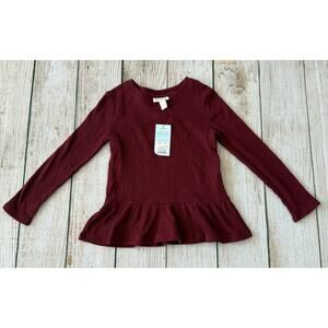 NWT Girls 5T CAT & JACK Ribbed Peplum Top